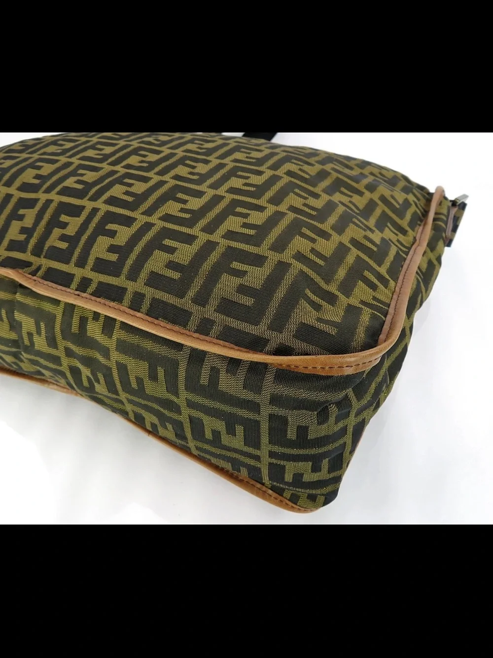 Fendi Olive & Brown FF Logo Messenger Bag